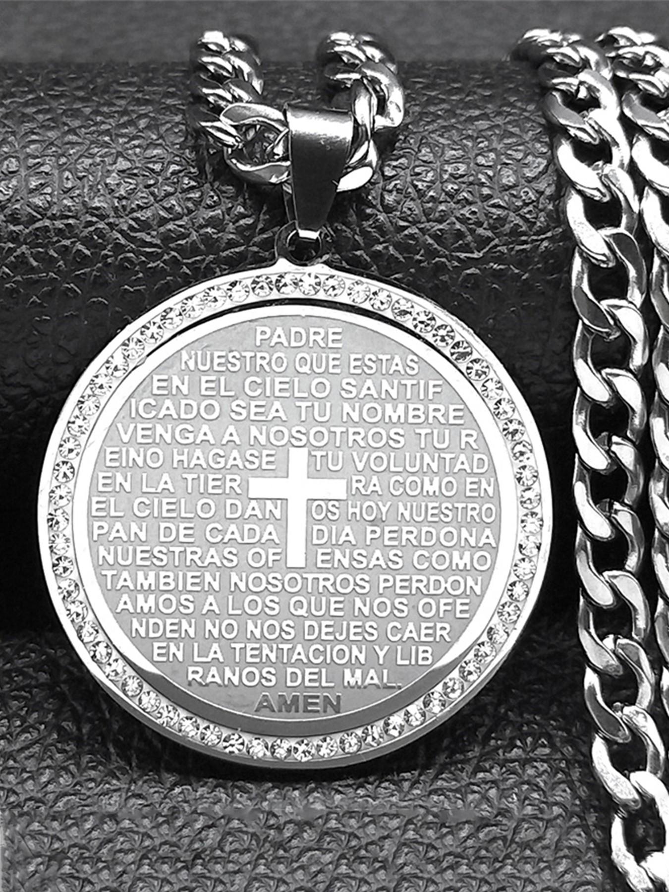 Bible Verse Men Women Cross Necklace Stainless Steel Gold Color Christian Lord's Prayer Religious Necklaces