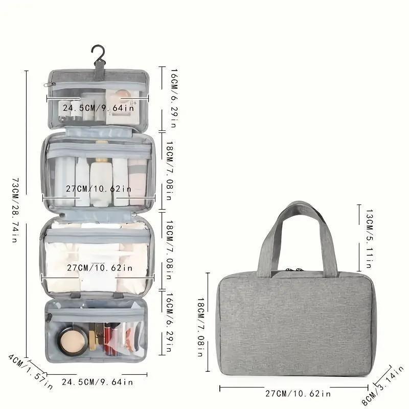 Waterproof Foldable Toiletry Bag, 1-Count Multifunctional Travel Cosmetic Organizer, Large-Capacity Portable Hanging Toiletry Bag for Business Trips, Vacations, Gym and Camping, Multifunctional Toiletry Bag