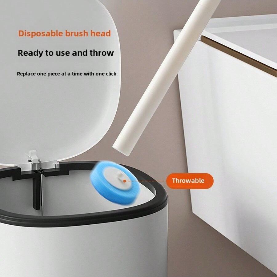 Disposable Scented Toilet Brush Set with 8 Replacement Heads, Bathroom Cleaning Tool, No-Dead-Corner Cleaner, Back-To-School Supplies