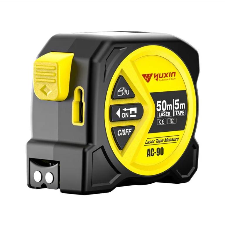 2 in 1 Digital Laser 5m Tape Measure with LCD Display, Self-Locking Device, 40m, 50m, 60m Measuring Options, Work Equipment for Men