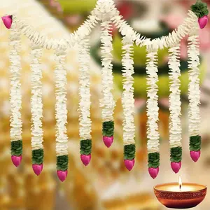 Plastic Flower Wreath Decoration, Christmas Halloween Diwali Día De Los Muertos Decorative Hanging Garland, No Power Required