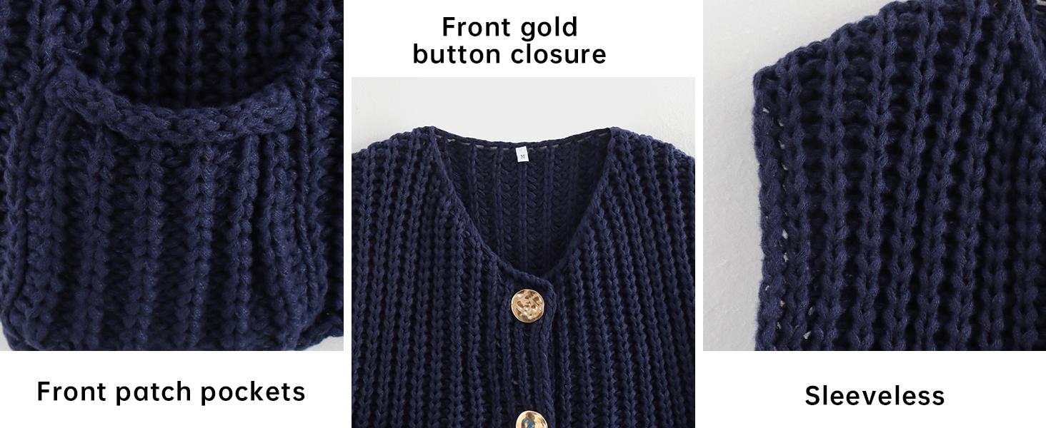Molitree Womens Casual Chunky Knit Vest Gold Button Down Crop Crochet Sleeveless Sweater Vest Molitree Womens Casual Chunky Knit Vest Gold Button Down Crop Crochet Sleeveless Sweater Vest