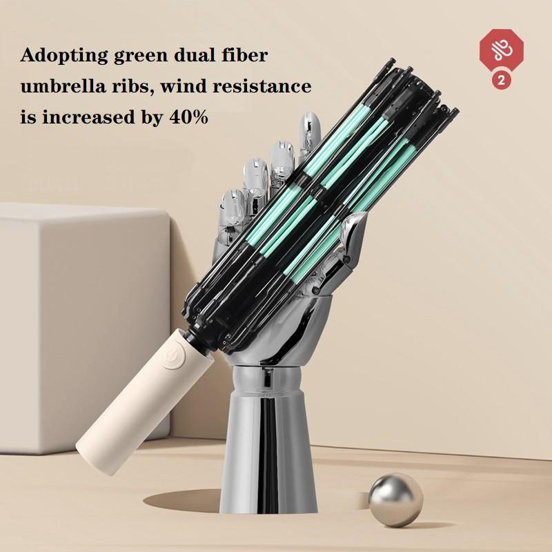 Waterproof Windproof 10-Rib Travel Compact Foldable Automatic Umbrella, 1 Count Safety Umbrella with Reflective Strip, Automatic Folding Umbrella