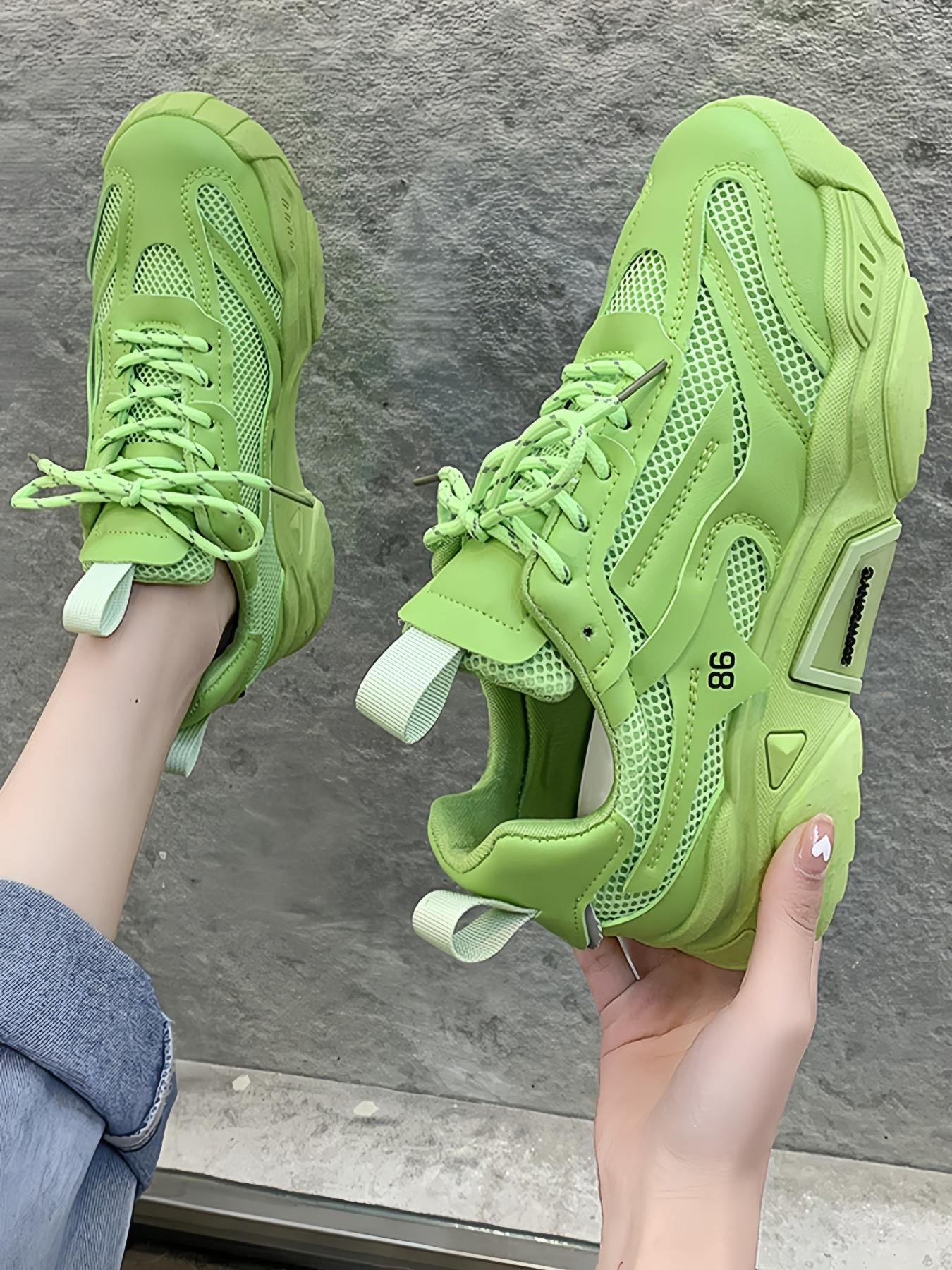 Women's Fashionable Lace Up Platform Sneakers, Casual Comfortable Breathable Sports Running Shoes, Sporty Running Shoes, All-match Round Toe Chunky Sneakers for Daily Wear