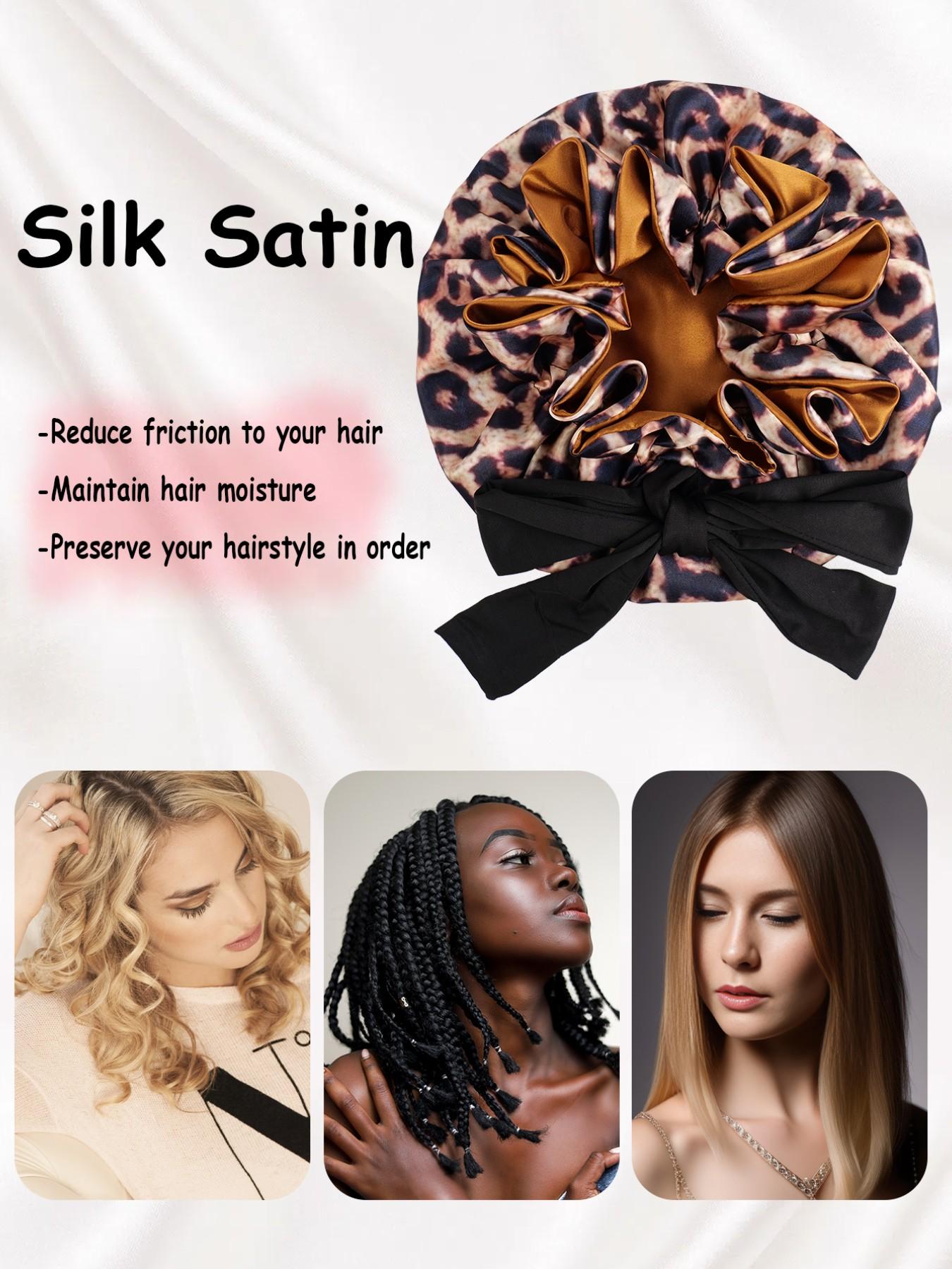 Women's Satin Sleep Cap Hair Protector, Adjustable Elastic Band, Soft Comfortable Night Hat, Unisex Fashion Design, Ideal for Night Use