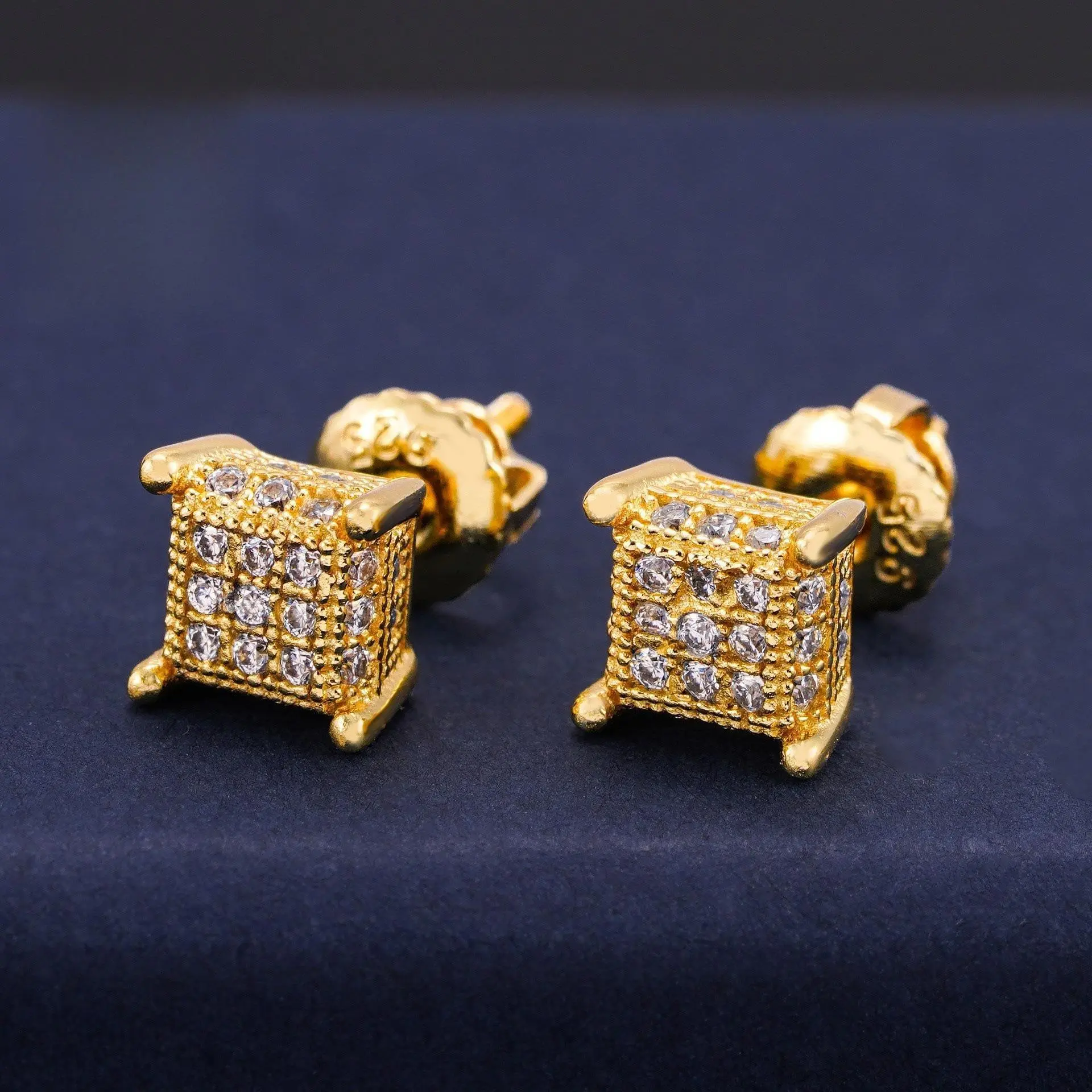[ICE HUE]18K Gold Vacuum Plated S925 with 5A+ Sri Lanka Full Moissanite Zircon Earrings Miami Italy Mexico & Micro Inspired for Women & Men Luxury Jewelry,Daily Wear,Casual Fashion,Gift Idea,Chicano,Classic,Hip Hop,Simple,Sporty Style, Unisex, Miami Inspi