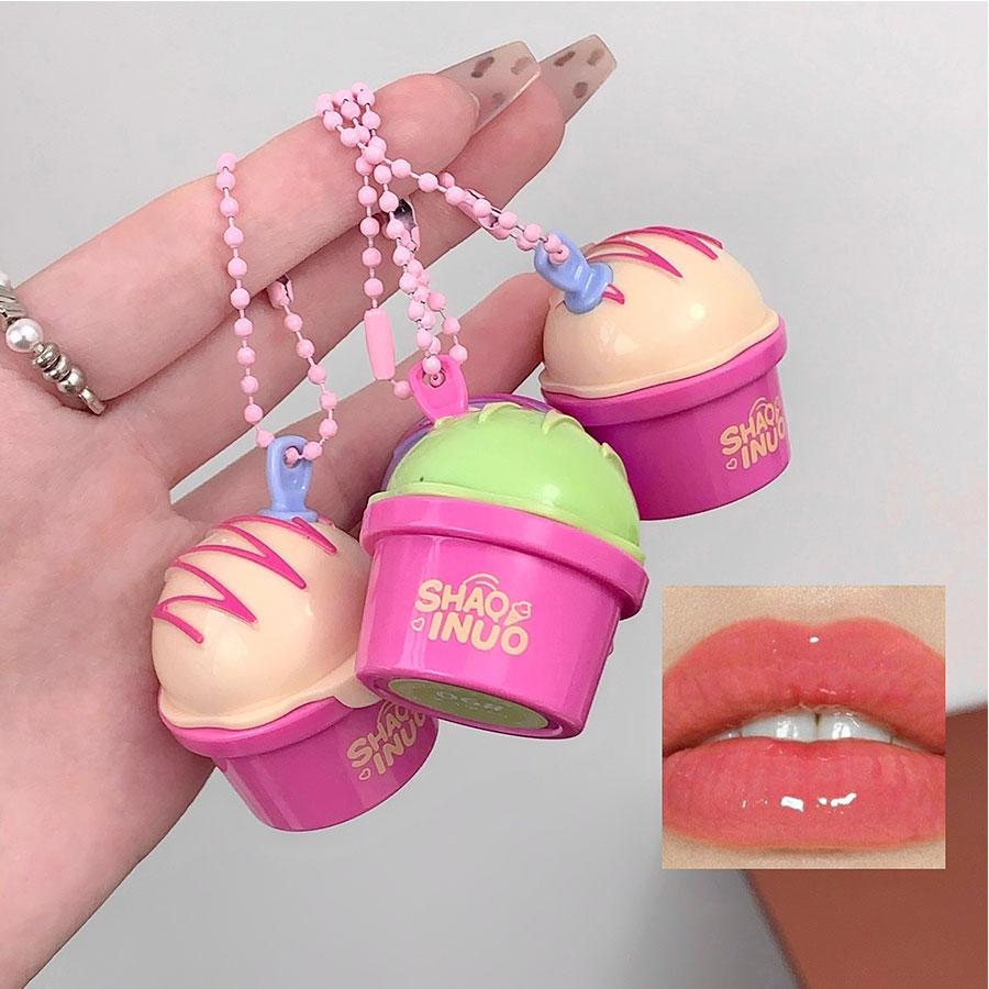1pc Ice Cream Solid Lip Gloss, Lip Cosmetic, Hydrating and Long-Lasting, Natural Finish, Perfect for Holidays, Christmas, Halloween, Thanksgiving Gifts, Hydrating Lip Treatment