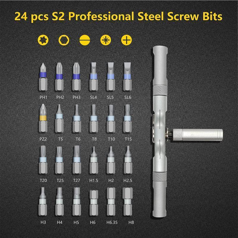 SEESE 24 in 1 Magnetic Screwdriver Set,Rotary Ratchet Sscrewdriver Set, Multi-Function Repair Tool With Detachable Handle,DIY Enthusiast,Multifunctional Usage Scenarios