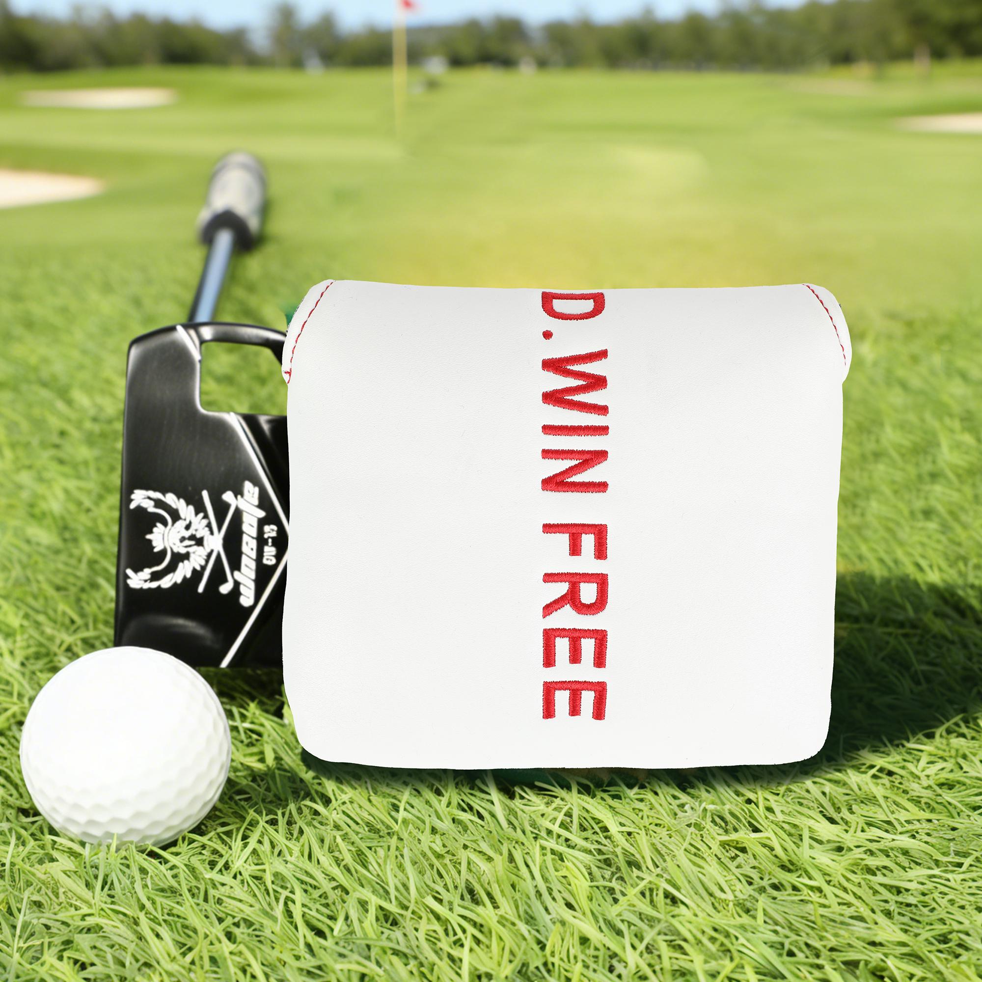 Golf Putter Cover,Durable PU material with simple lettering embroidery,Magnetic closure,Designed for Mallet putters,Golf Accessories, Golf Club Protection Covers, 5 Colors Available