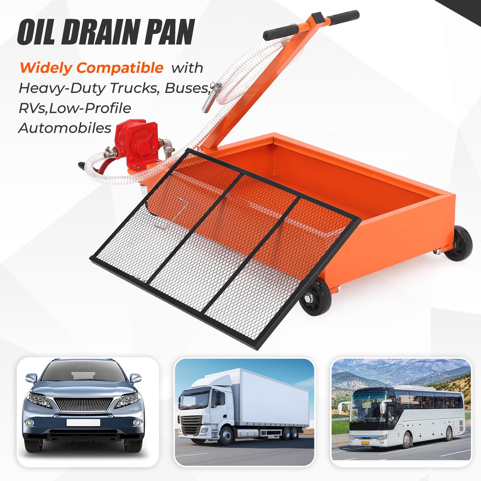 【GARVEE】Oil Drain Pan-20 Gallon and 15 Gallon Low Profile Options with Hand or Electric Pump, Includes 8ft Hose & Folding Handle, Perfect for Efficient Oil Draining in Cars, SUVs, and Trucks. Tools Portable 【GARVEE】Oil Drain Pan-20 Gallon and 15 Gallon Low Profile Options with Hand or Electric Pump, Includes 8ft Hose & Folding Handle, Perfect for Efficient Oil Draining in Cars, SUVs, and Trucks. Tools Portable