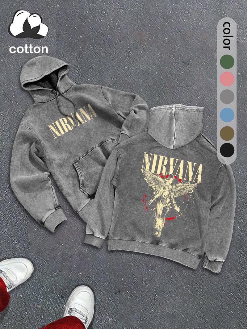 Men's hooded sweatshirt fashion trend casual hoodie, street Y2K heavy metal print men's autumn and winter wear