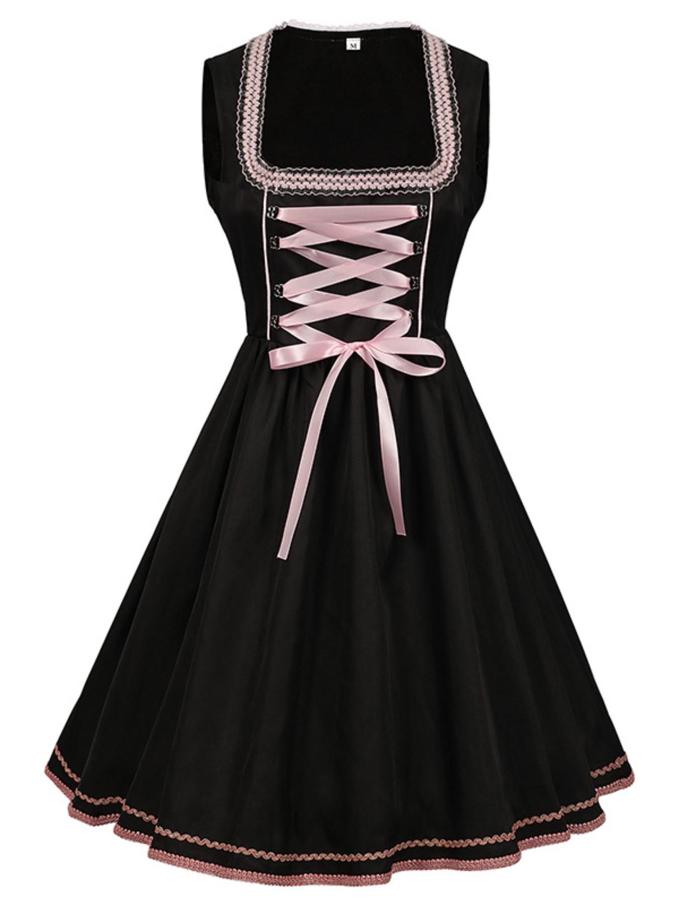 Adult Women's Beer Festival, Bavarian Style Halter Pants Set, Halloween Costume Dress, Loose-Fit Colorblock Outerwear