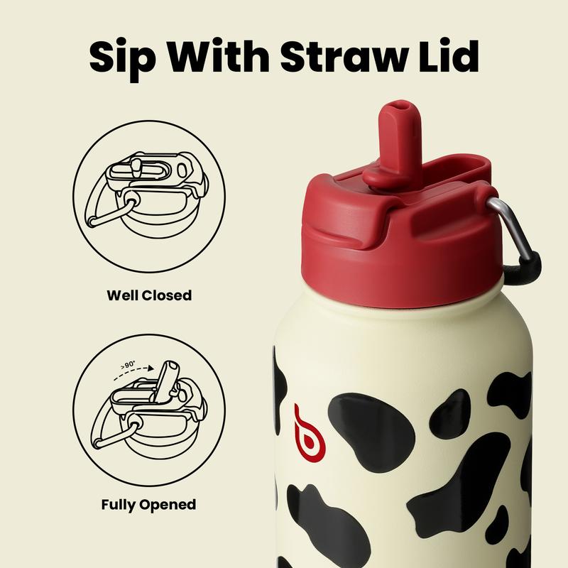 BOTTLE BOTTLE 32oz Insulated Water Bottle Stainless Steel Sport Water Bottle with Straw Dual-use Lid Design for Gym with Pill Box  Flasks  men gifts