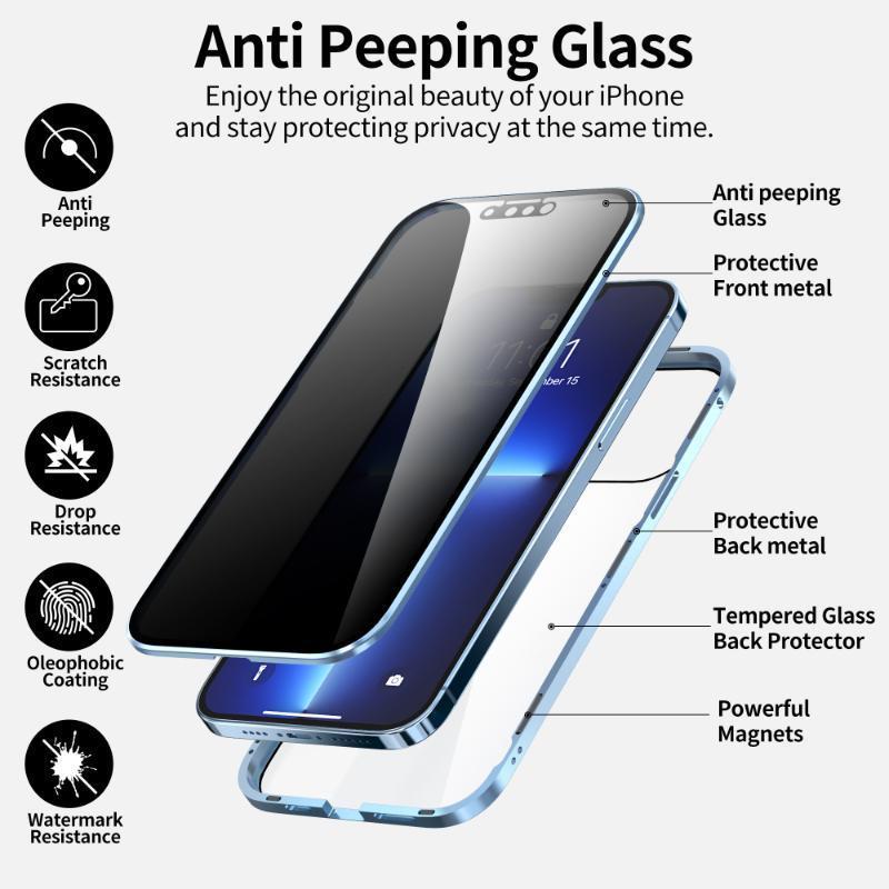 Anti Peeping Magnetic Case for Samsung S25 S24 S23 S22 S21 Ultra Note 20 S23 FE Double Sided Tempered Glass Cover
