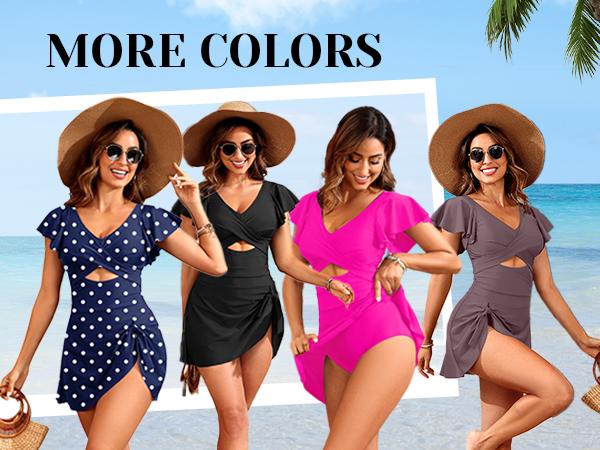 Yonique Women Swimsuits with Skirt - One Piece Tummy Control Swim Dress Cutout Bathing Suits Yonique Women Swimsuits with Skirt - One Piece Tummy Control Swim Dress Cutout Bathing Suits