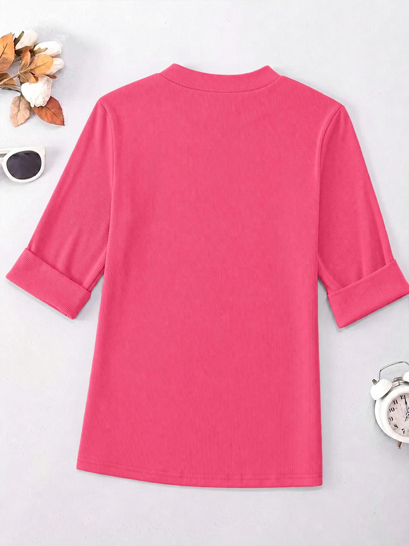 Plus Size Solid V Neck Roll Up Sleeve Tee, Casual Minimalist Streetwear Fitted Soft T-shirt , Women's Plus Clothing for Daily Wear, Everyday Cute Aesthetic Tops, Quality and Durability Jersey, Womenswear Plus Size Solid V Neck Roll Up Sleeve Tee, Casual Minimalist Streetwear Fitted Soft T-shirt , Women's Plus Clothing for Daily Wear, Everyday Cute Aesthetic Tops, Quality and Durability Jersey, Womenswear