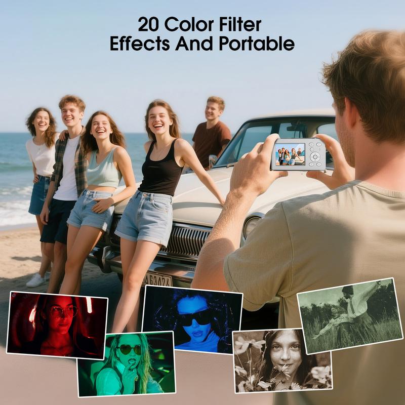 【Valentine's Day gift】Dual-Screen 4K Digital Camera 64MP, 18X Zoom, Retro Filters, One-Click Switch, 32GB SD Card, 1000mAh Battery, Rechargeable Selfie & Vlogging Camera for Teens & Kids  NewYear Christmas Gifts