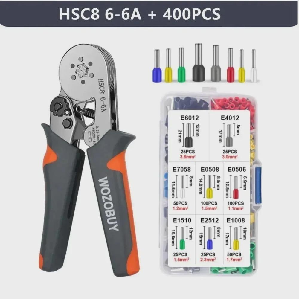 Professional Manual Crimping Tool Kit: Multi-Function Hardware Wire terminal Pliers, non-slip Ergonomic hand tools for automotive electrical Repair, Cable connectors, industrial 7 home electronics, Portable mini Crimper with Multi-spec dies.