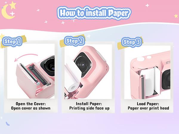 Instant Print Camera for Kids, HD Digital Camera, Christmas Birthday Gifts for Kids, Portable Toy Camera with 32GB SD Card & 3 Rolls Printing Paper,