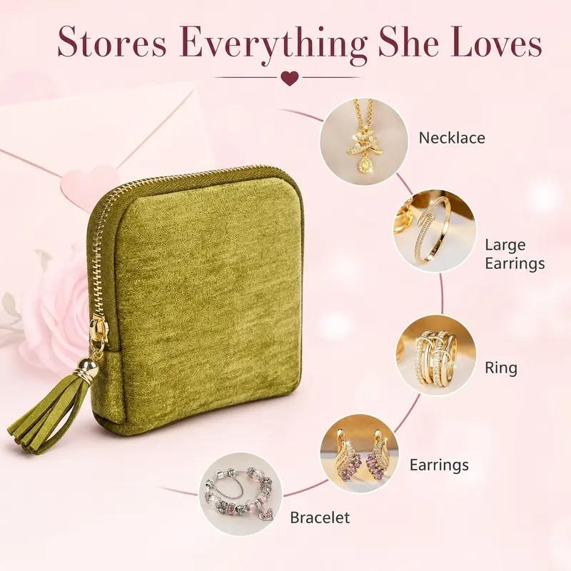 6 Layered Compartment Durable Jewelry Bag with Fringe Zipper, Bracelet Ring Organizer, Dustproof Storage, Perfect Gift for Birthdays Weddings Anniversaries