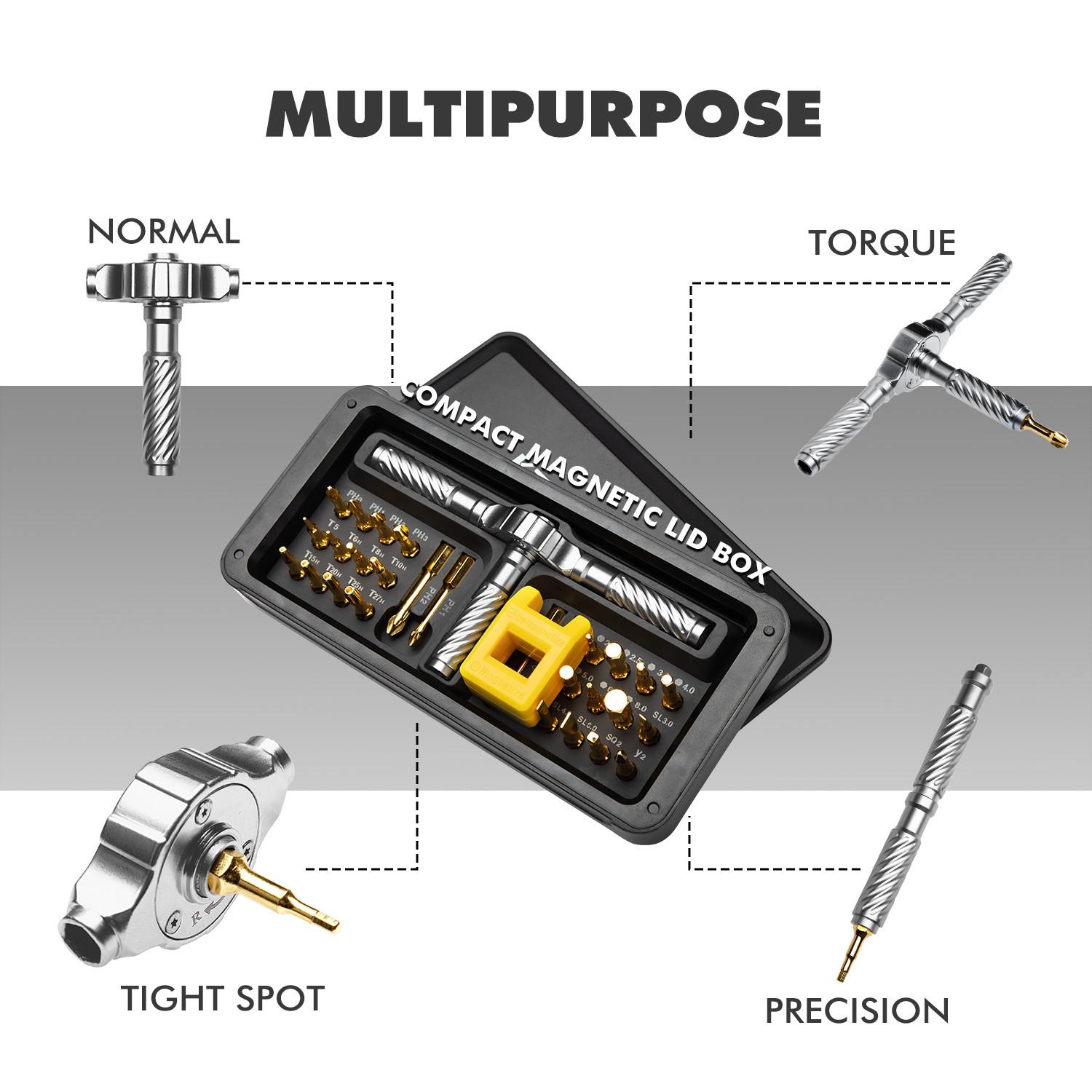 T-Handle Comfort Grip, 30-In-1 Multi-Function Ratchet Screwdriver Set, Ideal for Home Repair, Durable Design, Perfect Tool Kit