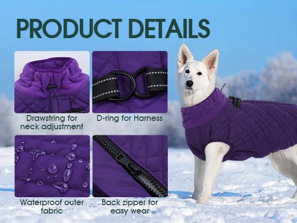 Kuoser Large Dog Coat, Windproof Dog Jackets, Warm Dog Coat with Harness Built in, Dog Cold Weather Coats Dog Snow Jacket Kuoser Large Dog Coat, Windproof Dog Jackets, Warm Dog Coat with Harness Built in, Dog Cold Weather Coats Dog Snow Jacket