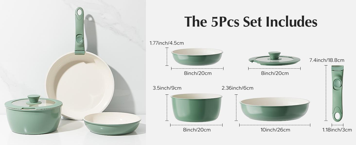 【New Year Sale】Redchef Removable Handle Pots And Pans Non Stick, Ceramic Cookware Set, RV Cookware Set, Non Toxic Pots And Pans Set No PFAS & PTFE & PFOA, Detachable Pots And Pans, Dishwasher & Oven Safe