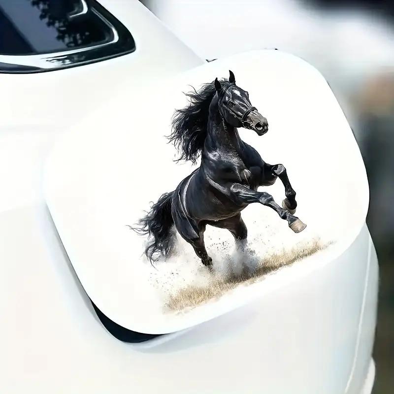 1PC Majestic Dynamic Galloping Black Horse Logo Sticker For Stationery, Decor, Car Decals Inject dynamic wild soul into items