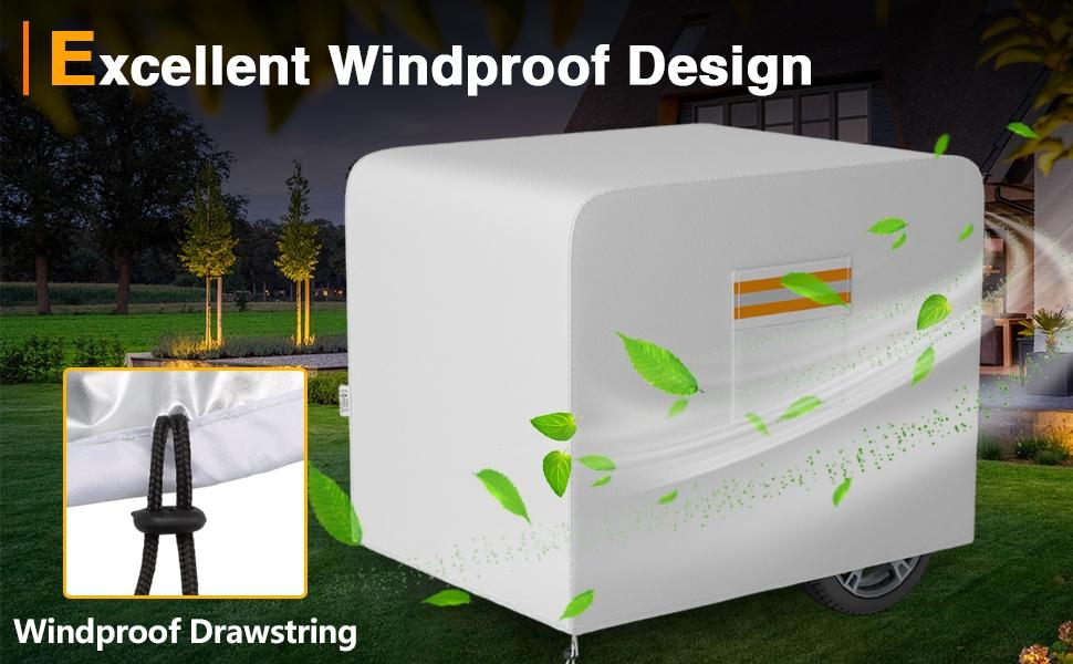 Generator Cover, 26”L x 20”W x 20”H Heavy Duty Waterproof 420D All-Weather Generator Cover with Storage Pocket Compatible with Most Generators 3000-5000 Watt (Gray)