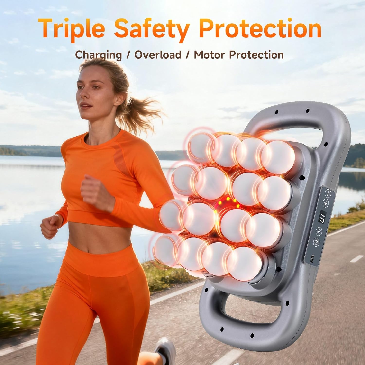 16-Head Deep Tissue Massage Gun Set with 9 Modes & Intensity Levels, Quiet Percussion Muscle Massager for Back/Shoulders/Legs, Portable Rechargeable Massager for Athletes/Office Workers, Usb Rechargeable Massagers