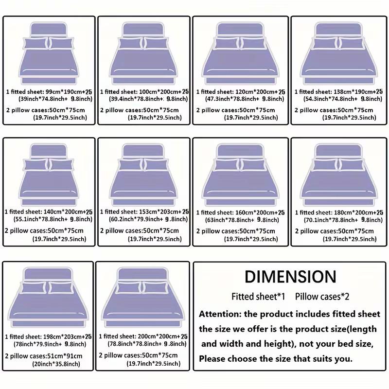 Valentine's Day Pattern Bedding Set, Soft Comfortable Sheet Set, Mattress Protector, Bedroom Guest Room Dorm Decor, Diverse Living Scenarios, 1 Fitted Sheet + 2 Pillowcases