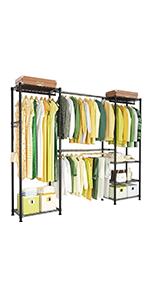 Ulif E1 Heavy Duty Closet Garment Rack, 6 Tiers Adjustable Metal Freestanding Expandable Clothing Storage with 4 Hanger Rods, Easy to Assemble Wardrobe Organiser Steel Ulif E1 Heavy Duty Closet Garment Rack, 6 Tiers Adjustable Metal Freestanding Expandable Clothing Storage with 4 Hanger Rods, Easy to Assemble Wardrobe Organiser Steel