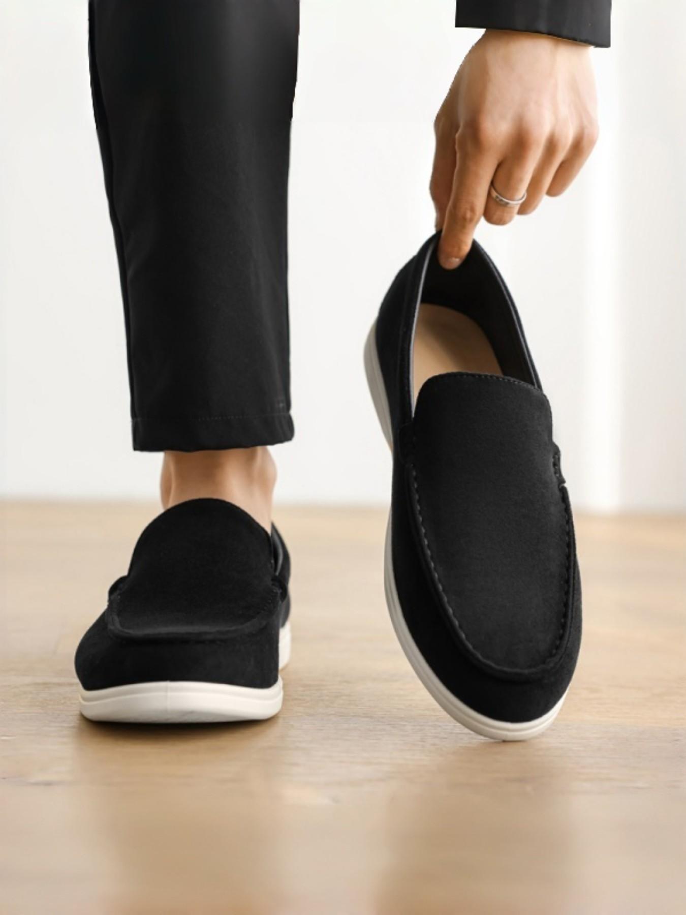 Men's Slip-On Casual Bean Shoes, Driving/at Home Wear, Suede Reverse + Lightweight Sole, Comfortable and Stylish Footwear