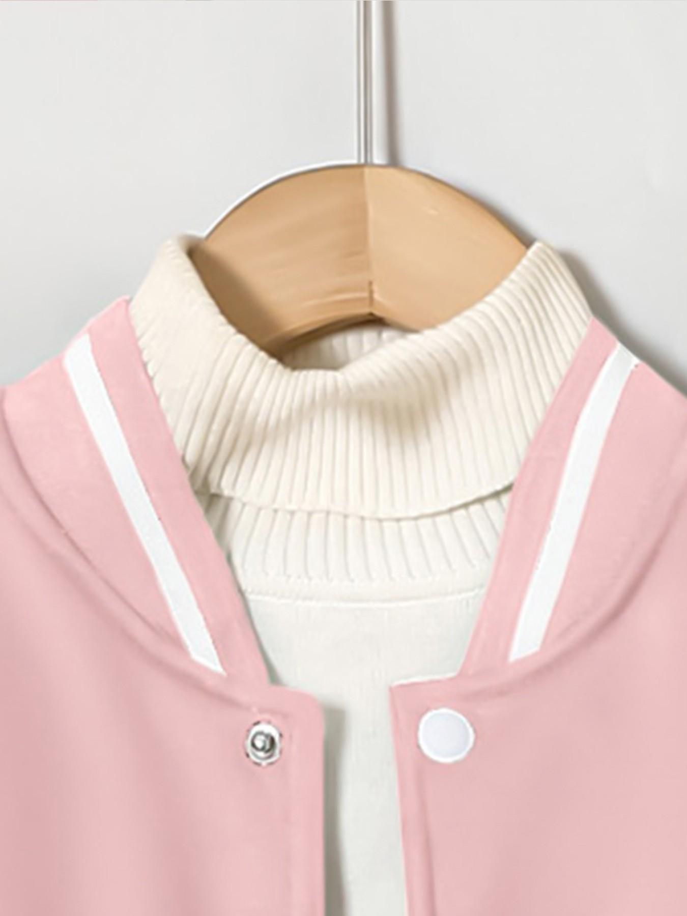 Girls' Easter Egg Rabbit Print 2-Piece Set, Casual Loose-Fit Jacket & Pants, Polyester, Perfect for School & Sports