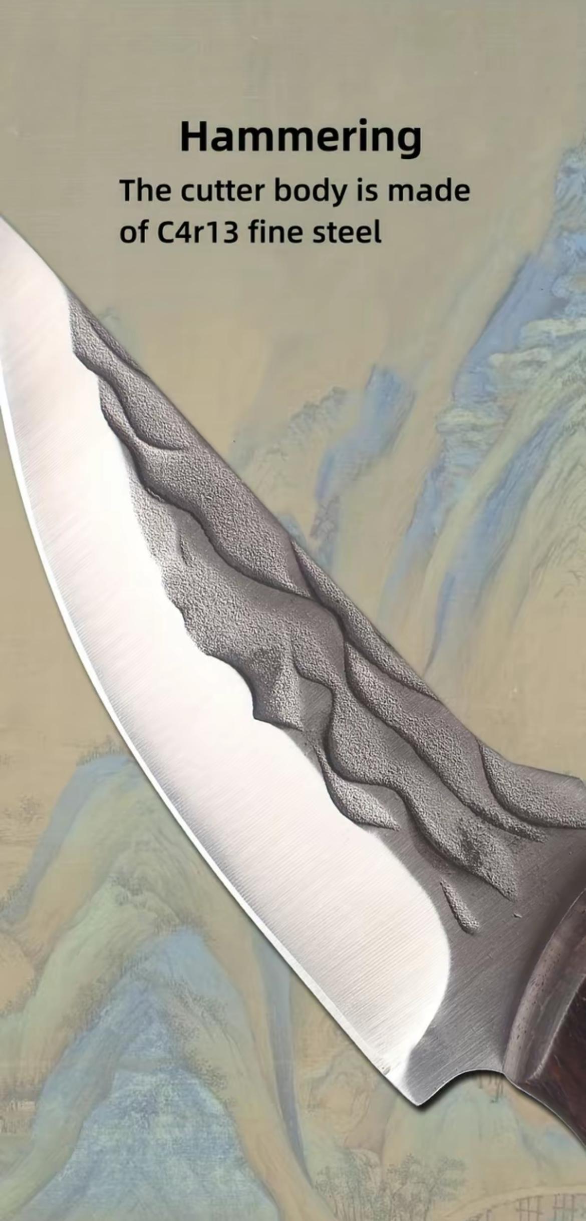 Viking - style Japanese Chef's Kitchen Meat Cleaver / Butcher Boning Knife (with Sheath) Kitchen meat cleaver / butcher knife,boning knife,hand-forged meat cutting knife,multi-functional and portable,suitable for home kitchens, Blade