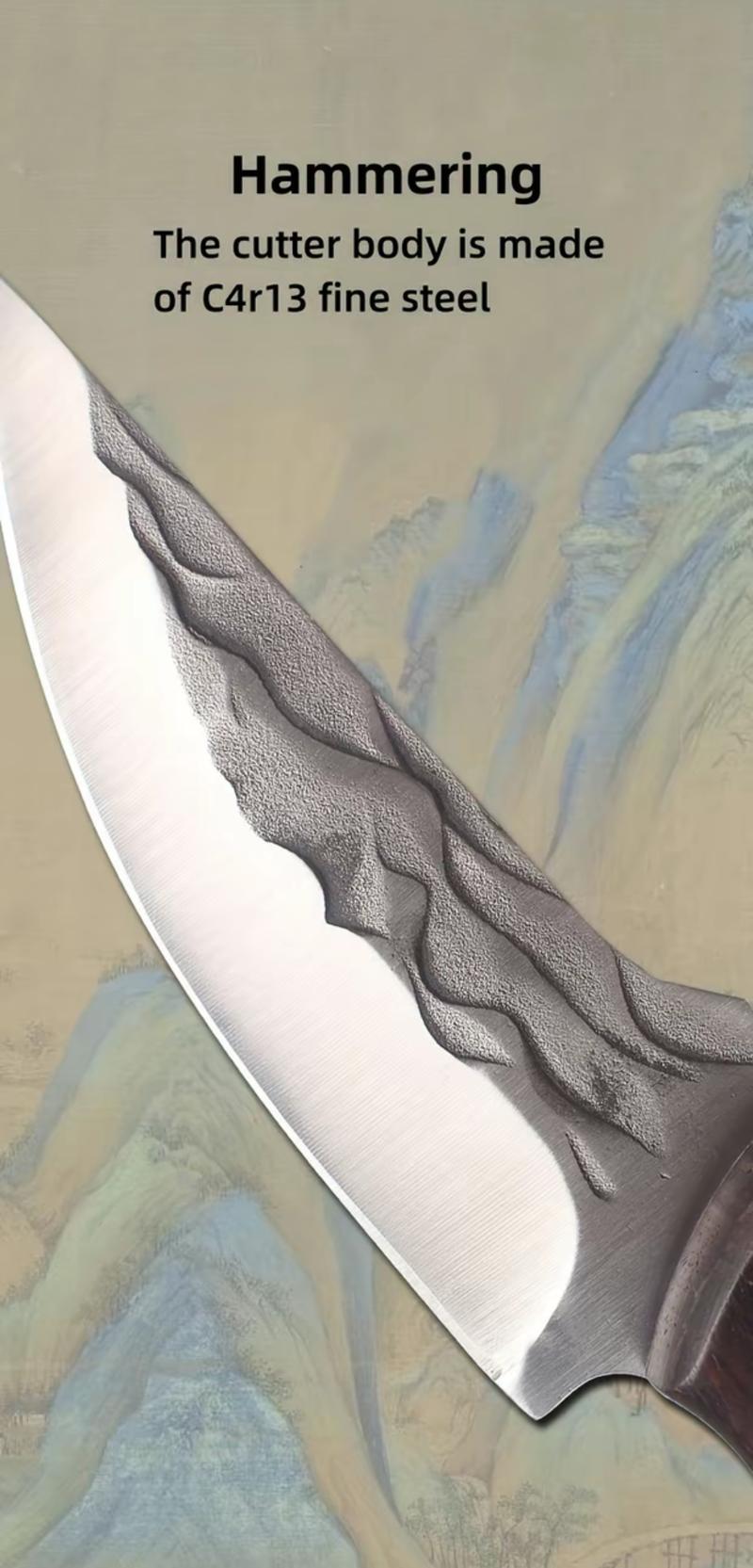 Viking - style Japanese Chef's Kitchen Meat Cleaver / Butcher Boning Knife (with Sheath) Kitchen meat cleaver / butcher knife,boning knife,hand-forged meat cutting knife,multi-functional and portable,suitable for home kitchens, Utensils Kitchenware Steel