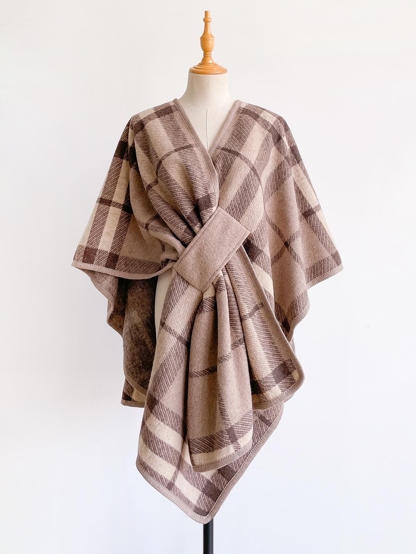 Women's Fashion Casual Plaid Shawl, Soft Woven Fabric, Warm Fall & Winter Accessory, Stylish Print Wrap, Perfect Holiday Gift