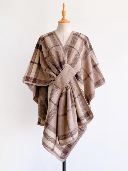 Women's Fashion Plaid, Soft Woven Fabric, Warm Fall & Winter Accessory, Stylish Print Fringe Wrap, Perfect Holiday Gift, Fringe Trim Shawl