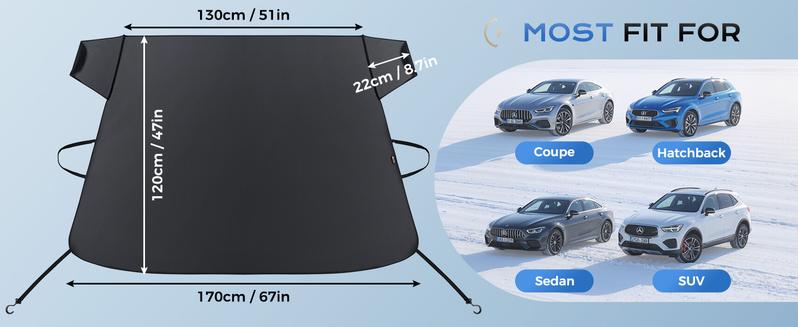 Black Friday Deal! 2025 Upgraded 2-in-1 Windshield Snow Shield Cover - Thickened 600D Oxford Fabric, All-Season Anti-Snow/Ice/Frost & UV Sunshade, with Side Mirror Covers, Easy to Install TikTok Shop Car Windshield Snow Shield - Anti-Snow Protection