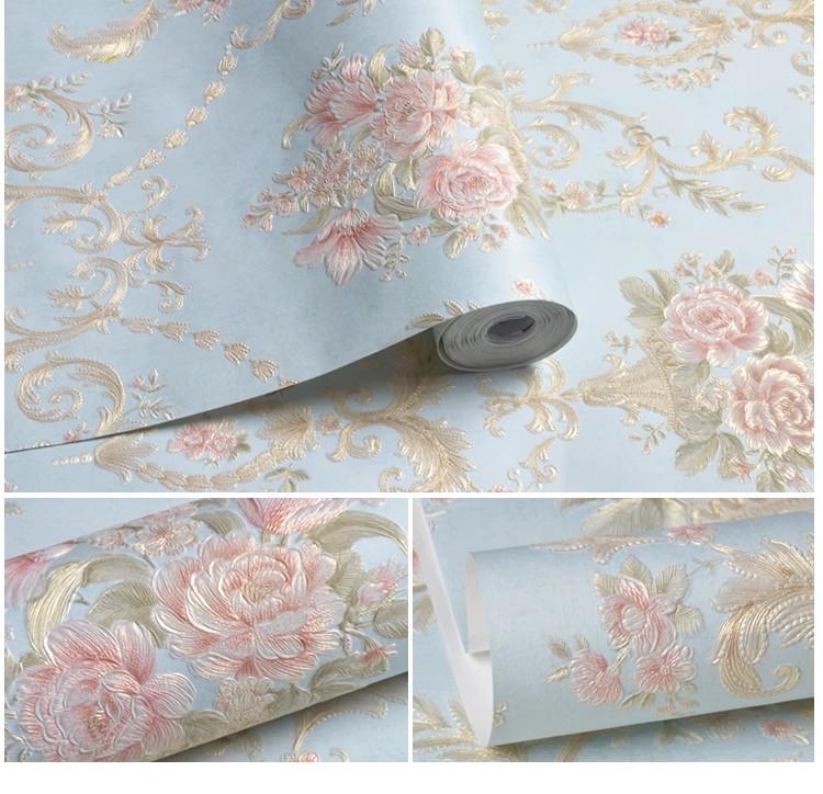 Self-Adhesive Non-Woven Fabric Wall Paper Roll, 3D Floral Design for Living Room Bedroom Background Decor, Home Decoration Sticker