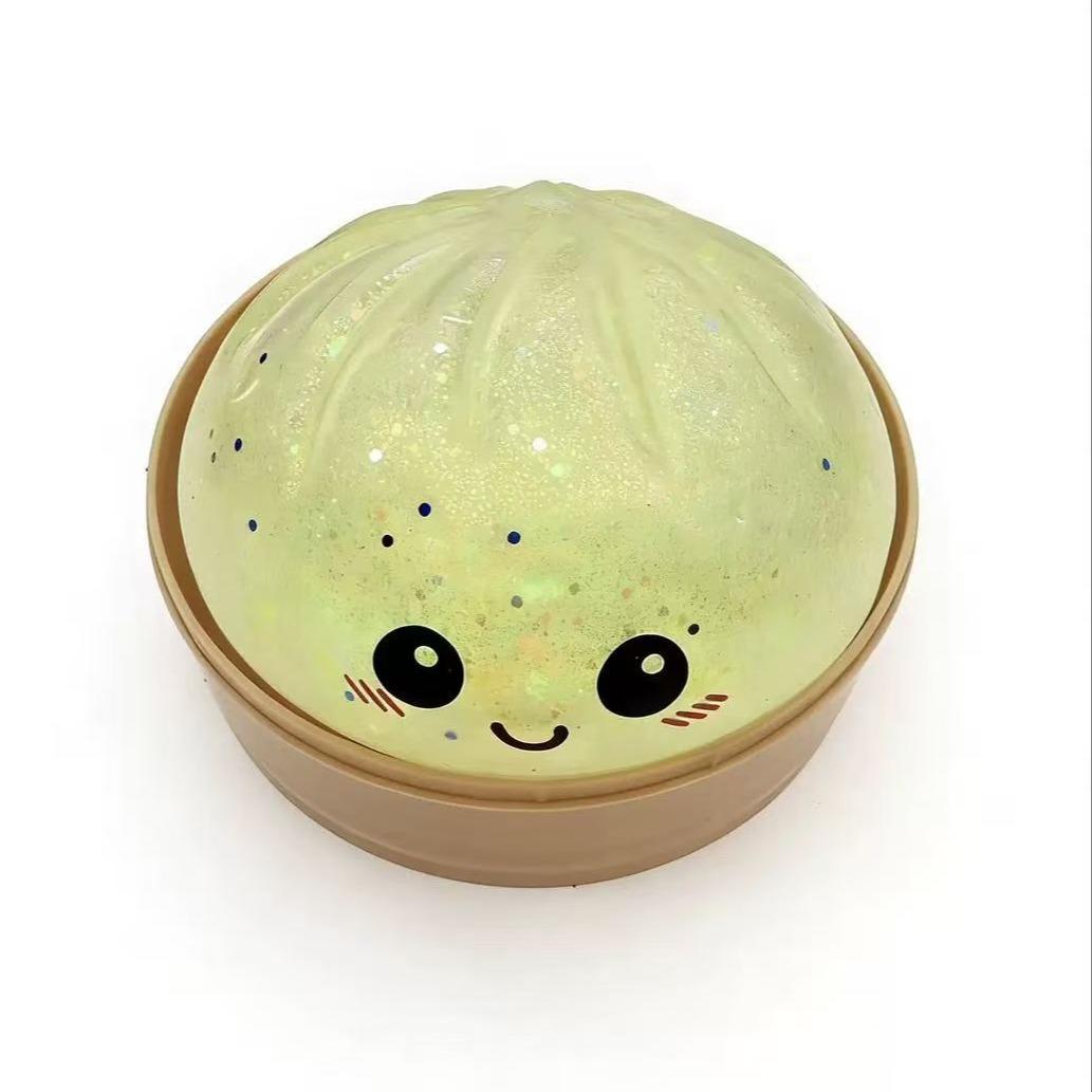 Bestseller Flashing Dumpling Stress Relief Toy, 3.15 Inch Soft Dumpling Shape, Spring Fashion, Adult Stress Relief Dough, Includes Steamer