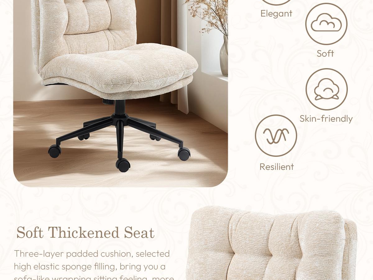 Dowinx Criss Cross Chair with Wheels, Premium Fabric Morden Home Vanity Chair Wide Seat,DualLayer Thickened Cushion Dowinx Criss Cross Chair with Wheels, Premium Fabric Morden Home Vanity Chair Wide Seat,DualLayer Thickened Cushion