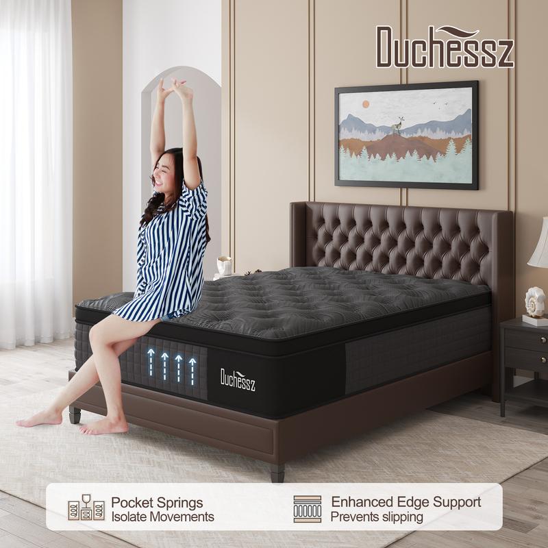 12/14 Inch Twin Full King Queen Mattress in a Box,  Hybrid Mattresses with Gel Memory Foam and Individually Pocket Innerspring Euro Top Medium Firm for Motion Isolation, Edge Support