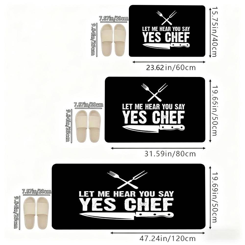 "Let Me Hear You Say Yes, Chef" Kitchen Carpet Set, Interesting Kitchen Non-slip Washable Floor Mats, Kitchen, Dining Room and Porch, Home Decoration Cooking Theme Carpets.