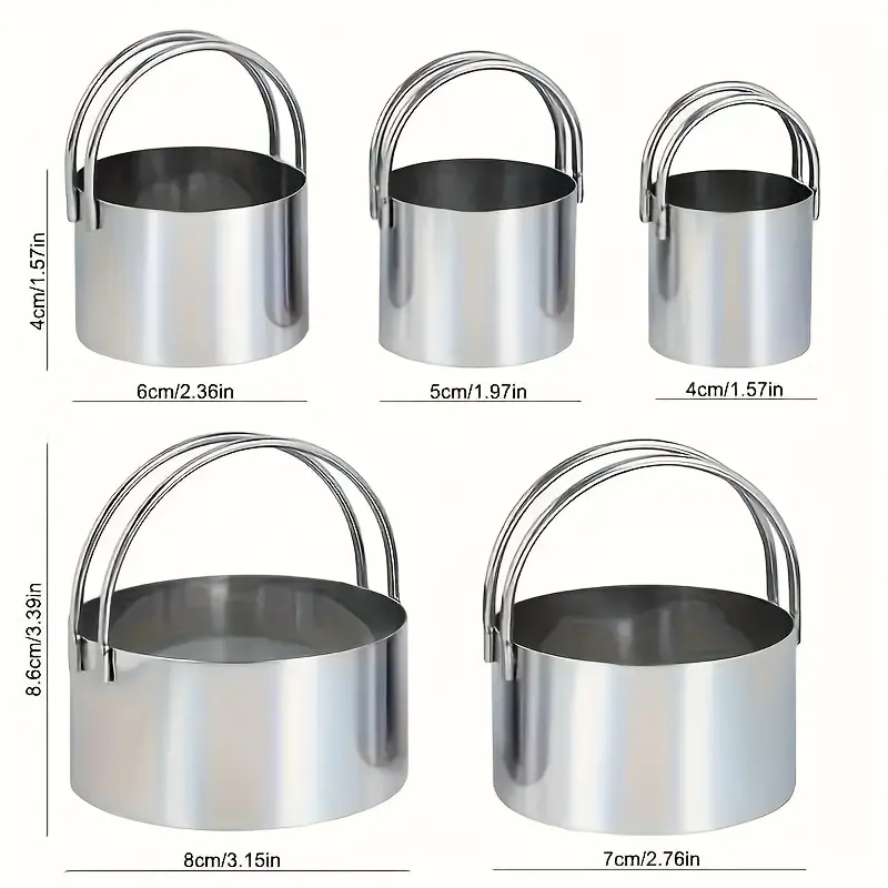 5-Piece Stainless Steel Round Cookie Cutter Set with Ergonomic Handle, Durable Baking Tool for Perfect Shape Pastry Cookie Dough, Ideal for Christmas Halloween Easter Valentine, Baking Supplies