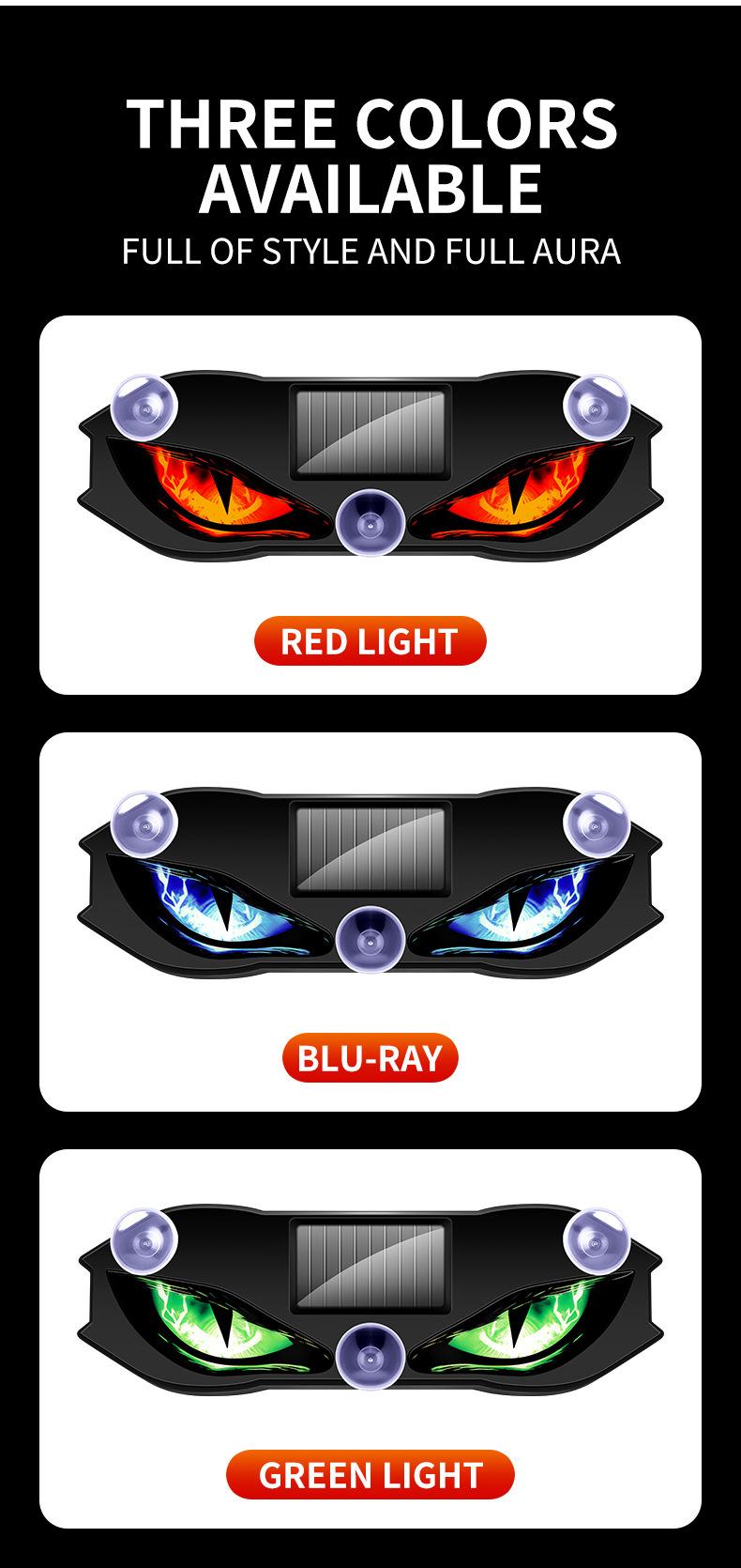 Demon Eye Car LED Atmosphere Light, Wireless Lamp with Dynamic RGB Colors & Easy Suction Mount, Solar & Type-C Rechargeable for a Bold Look on Cars, SUVs, Trucks, Car Interior Accessories tiktokshopbacktoschool