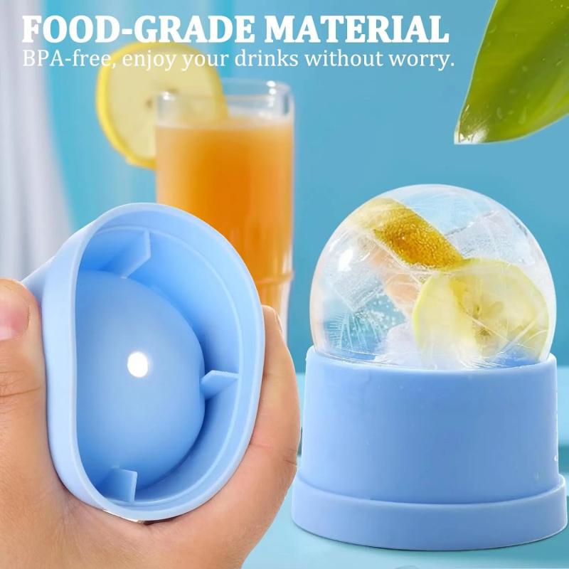 Ice Ball Molds Set of 3 – Large Slow-Melting Ice Sphere Maker – Reusable Silicone Ice Cube Tray for Whiskey, Bourbon, Cocktails & Drinks