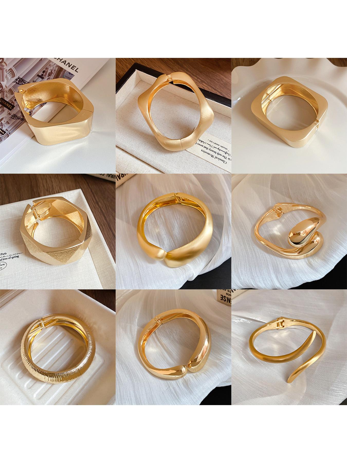 Openable electroplated metal bracelet, jewelry style, light luxury, high-end feel, personalized bracelet, randomly shipped, optional 3 pieces, 6 pieces