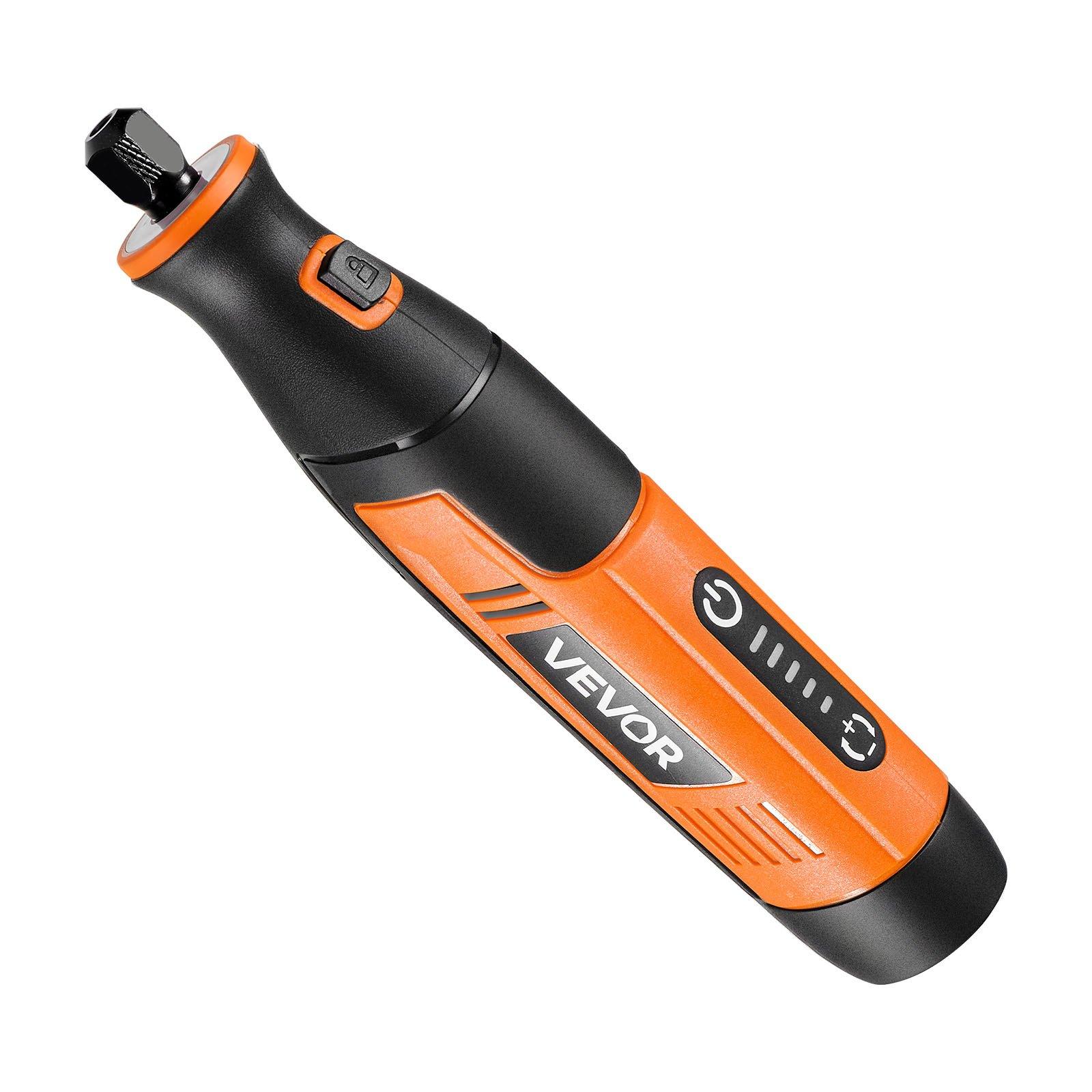 VEVOR 73-Piece 4V Cordless Adjustable Speed Rotary Kit, 6.38x1.38x1.57 in Portable Mini Power Tool with 5-Level 7000-20000 RPM, Fast Charging for Pet Furniture Engraving, Sanding, Cutting, Ergonomic