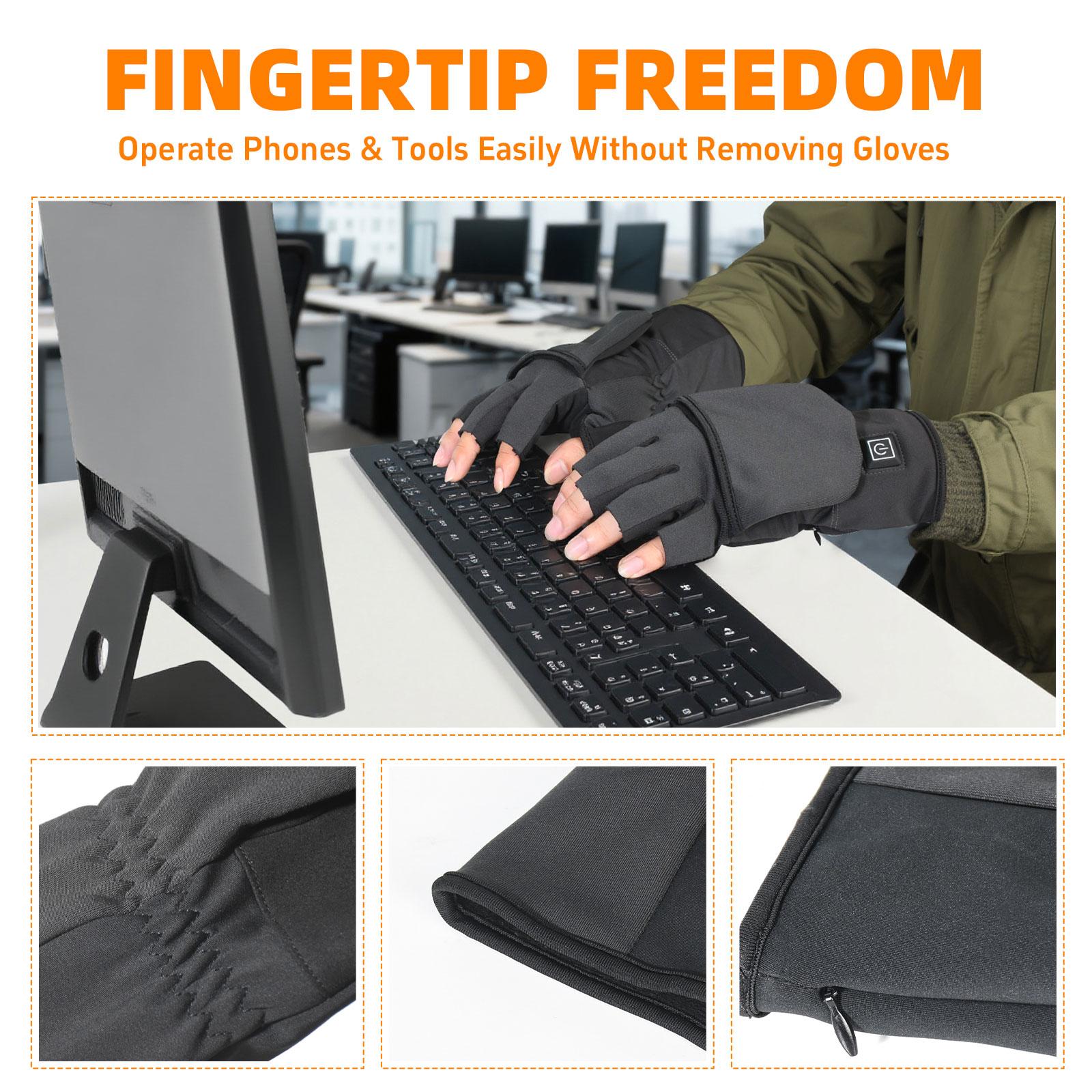 New Heated Gloves Palm Heating Fingerless Touchscreen Compatible Adjustable Temperature 45°c 50°c 55°c Large Battery 2000mah Upgrade Warm Material Outdoor Sports Gloves